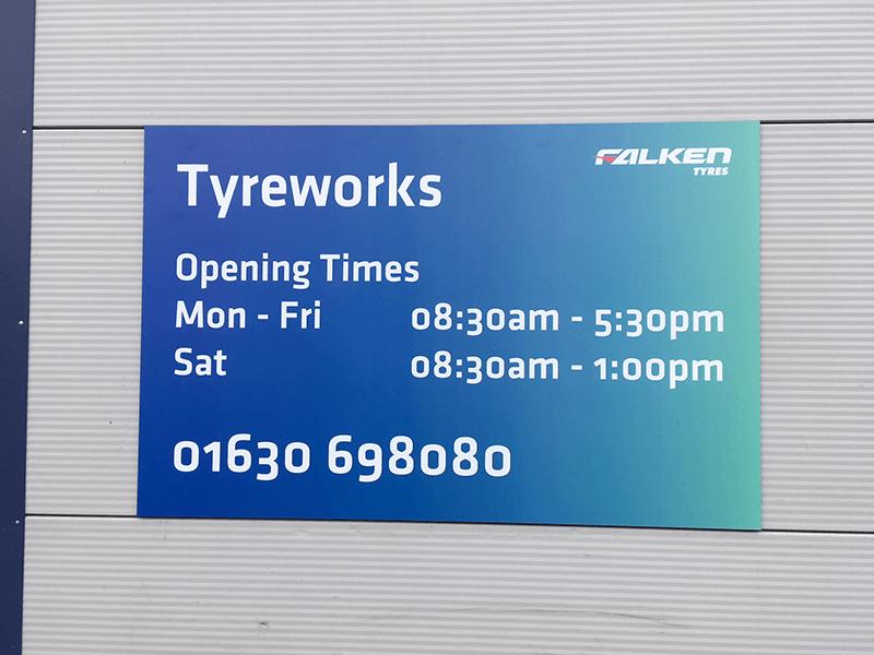 tyreworks hours sign